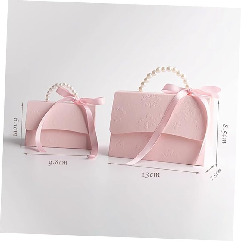 Creative Embossed Flower Wrapping Box with Pearl Chain Pink for Valentine Wedding Birthday Party Decor - Image 2